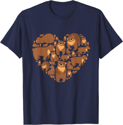 Grizzly Bear lover heart bear love camping hiking men women T-Shirt