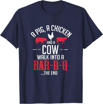 A Pig A Chicken And A Cow Funny BBQ Joke T-Shirt