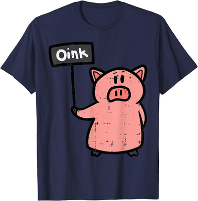 Pig Oink Sign Funny Hog Swine Farm Animal Men Women Kids T-Shirt