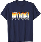 "WOOF!" Gay Bear Pride Flag Text T-Shirt