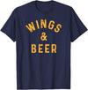 Threadrock Wings & Beer Funny Buffalo Chicken Lover Beer Drinker T-Shirt - Navy Blue
