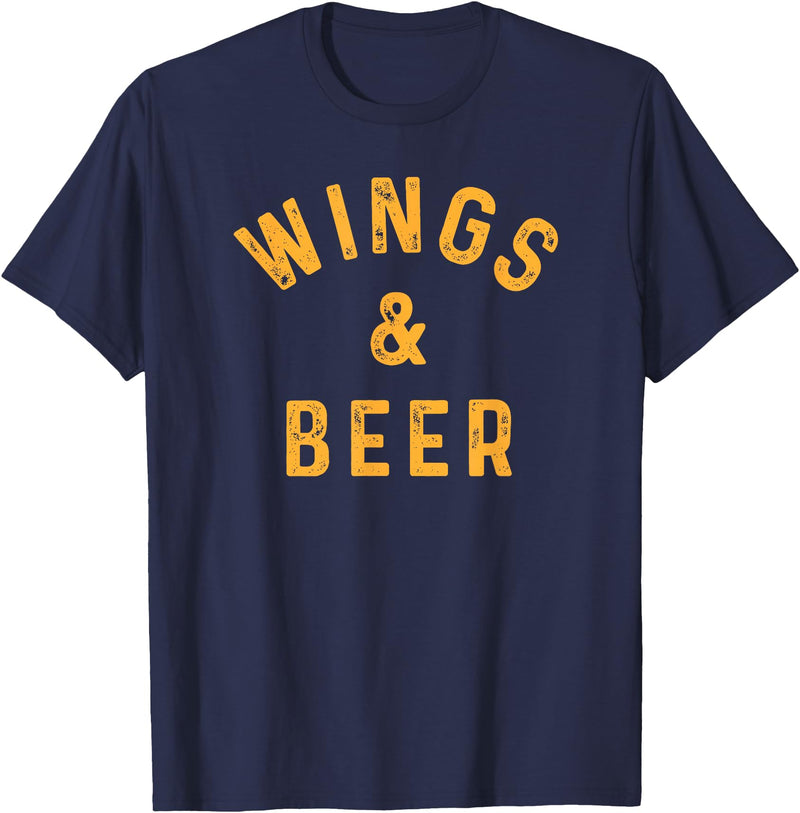 Threadrock Wings & Beer Funny Buffalo Chicken Lover Beer Drinker T-Shirt - Navy Blue