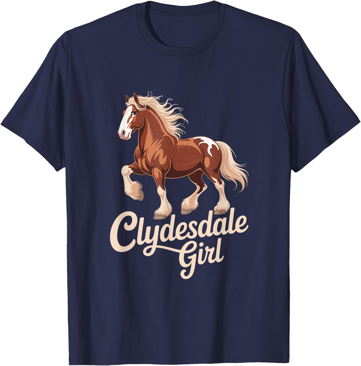 Clydesdale Horse Lovers Club Clydesdale Girl Vintage Horse Equestrian T-Shirt - Navy Blue