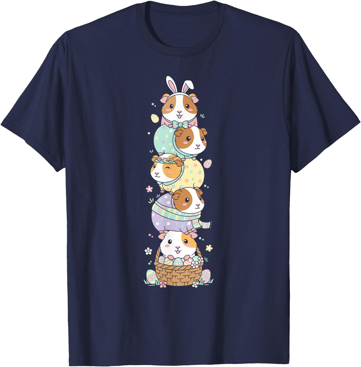 Guinea Pig Lovers Easter Day Costume for Boy Girl Funny Guinea Pig Easter Egg Kids Mens Womens Easter Day T-Shirt - Navy Blue