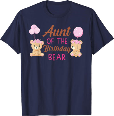 Aunt of The Birthday for Girl Bear 1st Birthday Party Girl T-Shirt