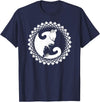 Smooth HQ Cat Yin Yang Pattern Art Frame Design T-Shirt - Navy Blue
