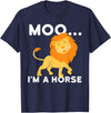 Funny Lion Shirts Moo I'm a horse - lion T-Shirt - Navy Blue