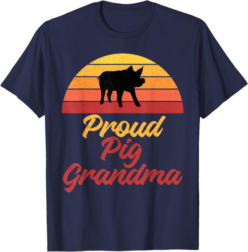 Pig Lover Gifts & Accessories Proud Pig, Grandma, Pig Holder, Pig Holder, Pig Dog, Grandma T-Shirt - Navy Blue