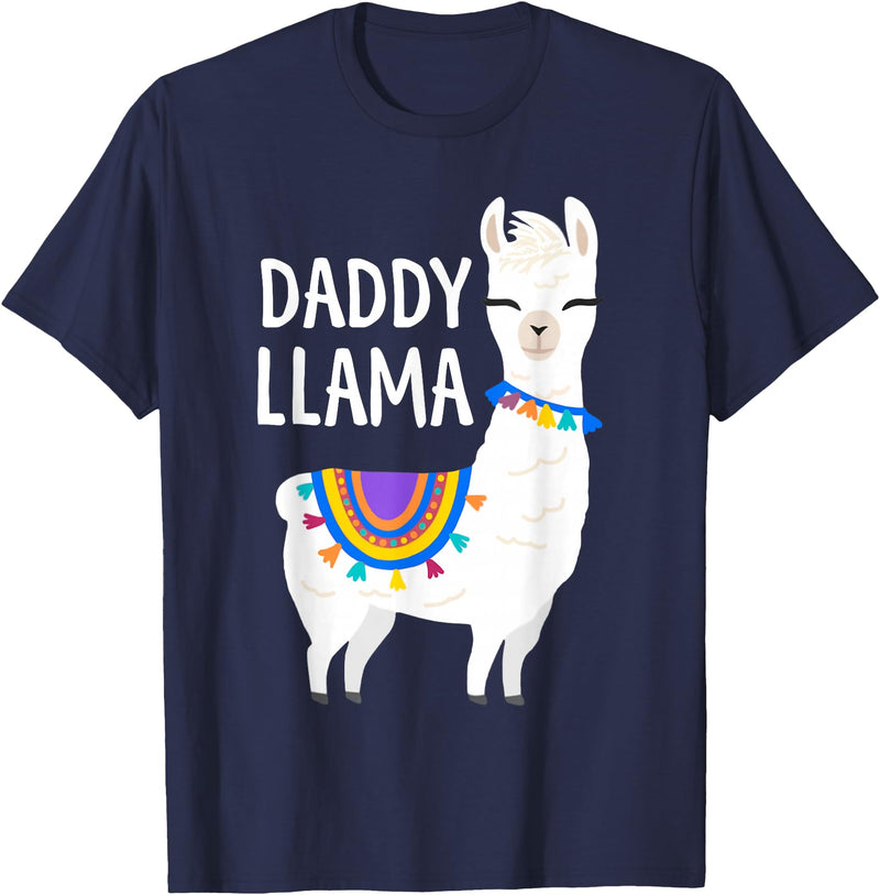 Birthday Llama Shirts Gift Daddy Llama Funny Father's Day Shirt Men, Dad, Dad Birthday T-Shirt - Navy Blue