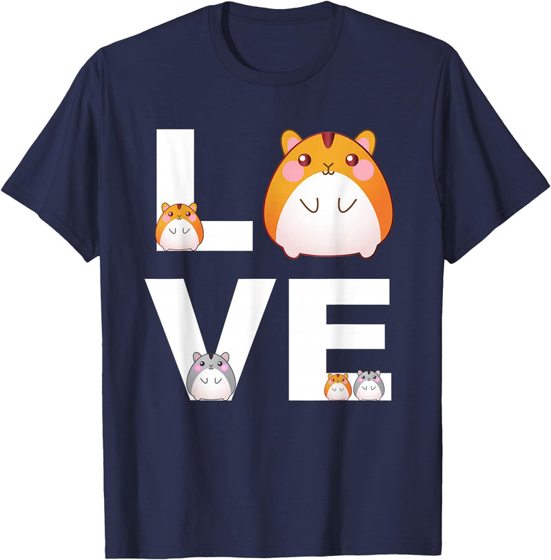 Hamster Love Cute Hamsters Shirt Animal Toys Pets Lovers T-Shirt - Navy Blue