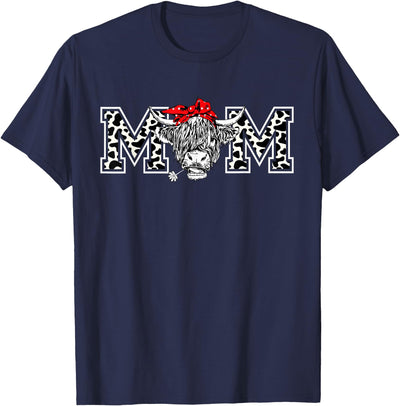 Highland Cow Bandana Farmer Mom Heifer Cow Mom Farmer T-Shirt