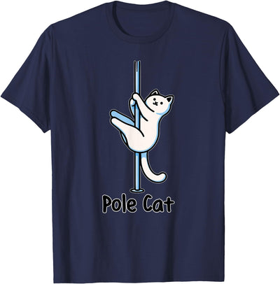 Fun Kitty Lover Humor Cat Playing a Dancer Gag Unisex-Adults Cat Lovers T-Shirt Black Short Sleeve Classic Fit T-Shirt