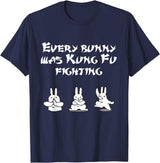 Funny Easter Every Bunny Was Kung Fu Fighting Karate T-Shirt in Navy Blue