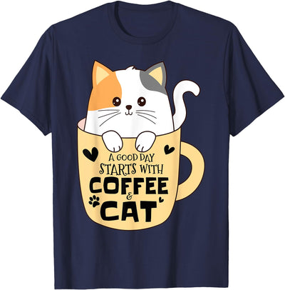 Cat Lovers Apparel Co. Funny Cat Coffee Mug Cat Mom Cat Dad Cat Lovers Coffee Lover T-Shirt for Men Women Kids