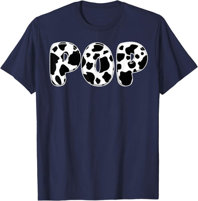 Pop Cow Print Cow Birthday Black White Pattern T-Shirt