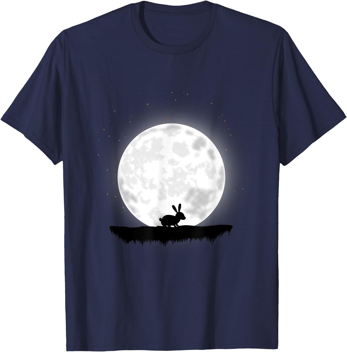 Rabbit in Moon and Moonlight T-Shirt in Navy Blue