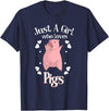 Cool Animal Farmers Year Of Pig Women Girl Designs Funny Just A Girl Who Loves Pigs Gift | Cute Mini Piggy Kids T-Shirt - Navy Blue