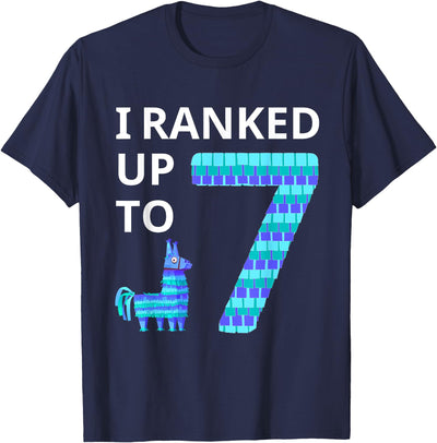 I Ranked Up to 7 Birthday Video Game Llama Piñata Birthday T-Shirt