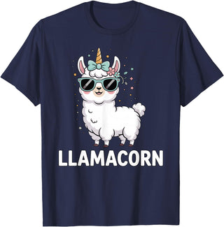 Funny Llamacorn Lover Llama Design Llamacorn Funny Llama Unicorn For Girls Kids Lover Llamacorn T-Shirt - Navy Blue