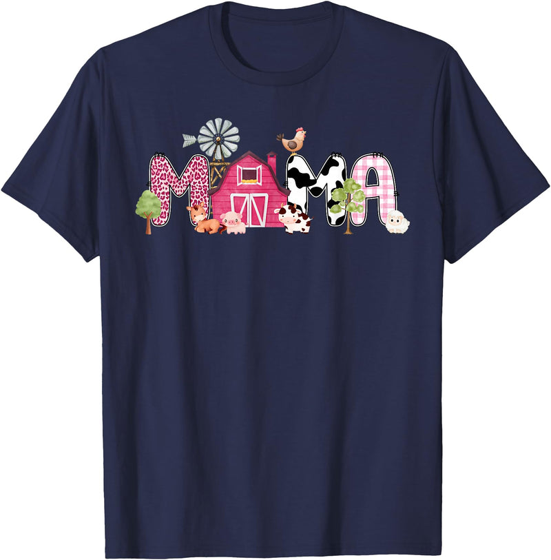 Farm Cow Gender Reveal First Birthday Family Mama Farm Animal Birthday 1st Family Matching Party Mom T-Shirt - Navy Blue