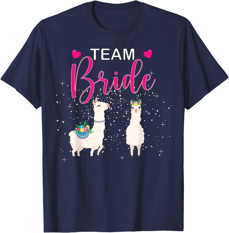 Mrs Bachelorette Engagement Bride Wedding Party Team Bride Alpaca Llama Bachelorette Groom Married Engage T-Shirt - Navy Blue