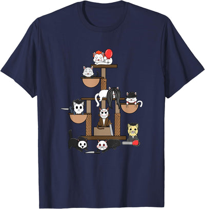 Novelty Halloween Clothing & Gifts Co Scary Cat Play Tower Creepy Halloween Horror Kitty Kitten Men Women T-Shirt