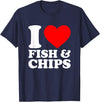 I Love Food Shirts Collection I Love Fish And Chips, I Heart Fish And Chips T-Shirt - Navy Blue