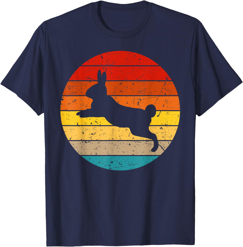 Vintage Rabbit Design Bunny Lover Men Women Boys Girls Kids T-Shirt in Navy Blue