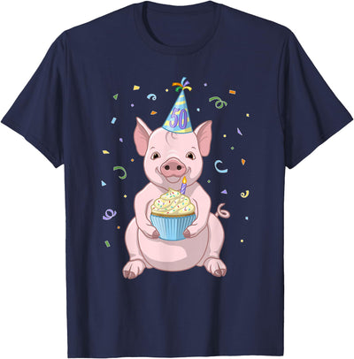 Cute Pink Pig Party Hat 50th Birthday Cupcake Gift T-Shirt