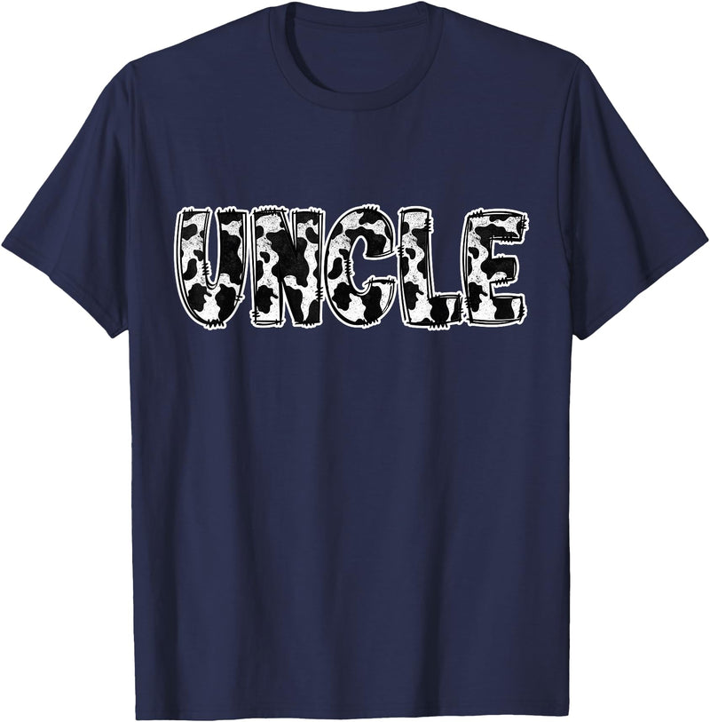 Cow Print Designs for the whole Family Uncle Cow Pattern Cow Print T-Shirt - Navy Blue