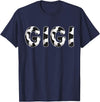 Cow Pattern Print Family Matching Birthday Shirts Cow Gigi Birthday Family Matching Mothers Day Boy Girl Farm T-Shirt - Navy