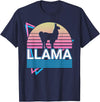 Llama Gifts Llama Alpaca Retro T-Shirt - Navy Blue