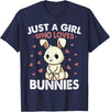 Just a Girl Who Loves Bunnies Kids Girls Rabbit Bunny T-Shirt in Navy Blue