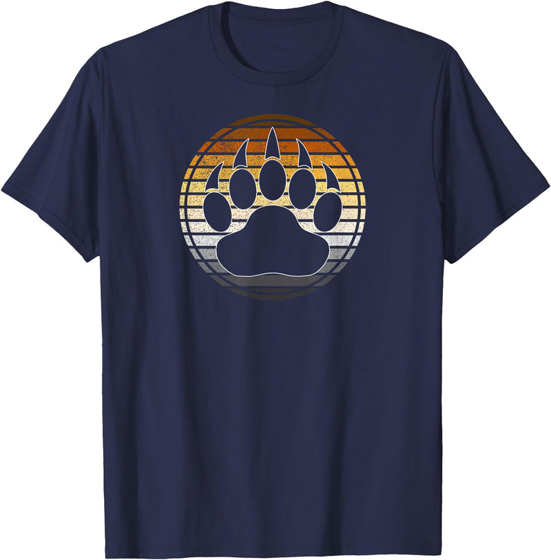 TeePanic LGBTQ Vintage Distressed Gay Bear Pride Claw Silhouette Horizon T-Shirt - Navy Blue