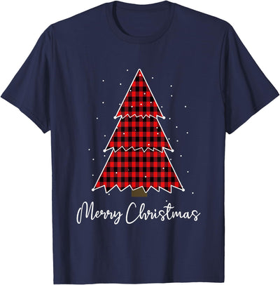 Cow Christmas Tree Buffalo Red Plaid Xmas Matching Family T-Shirt