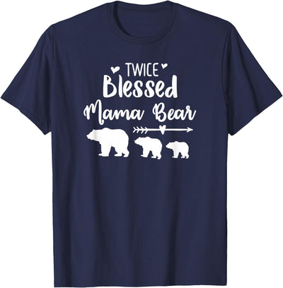Twice Blessed Mama Bear With Two Baby Cubs Bear T-Shirt