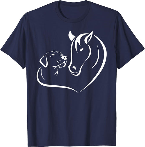 Horse and Dog Women and Men Horse Dog Lover Shirts Horse and Dog Women and Men Motif Horse Dog Lover T-Shirt T-Shirt - Navy Blue