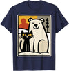 Utschki Bratschki Black Cat and Polar Bear Winter Animal Cute Snow Art T-Shirt - Navy Blue