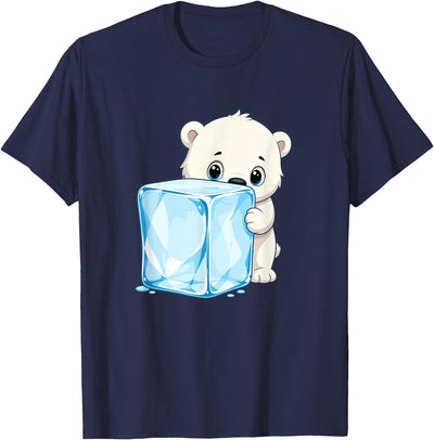 Adorable Baby Polar Bear Hugging Big Ice Cube T-Shirt