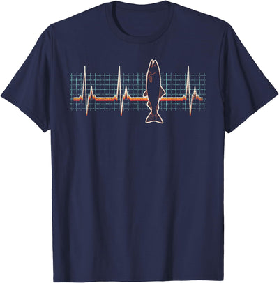 Salmon Fish Retro Heartbeat Vintage 80s Style Gift T-Shirt