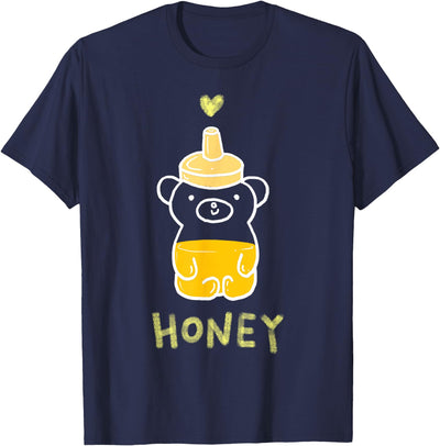 HONEY Sweet Honey Bear Honey Bottle & Yellow Heart Graphic T-Shirt