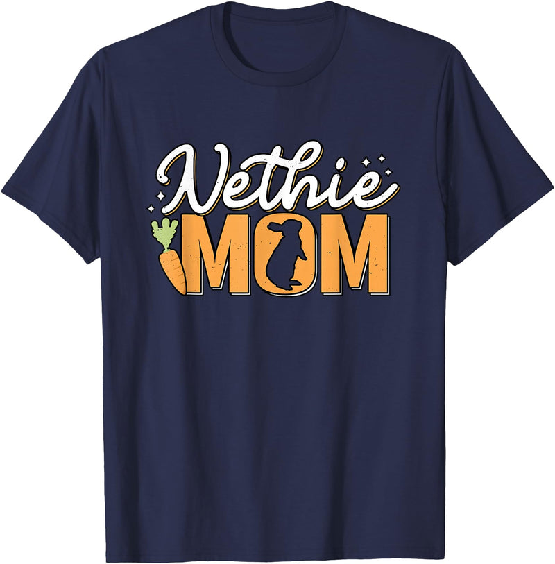 Netherlands Dwarf Rabbit Nethie Mom Bunny Mama Rabbit Dad T-Shirt in Navy Blue