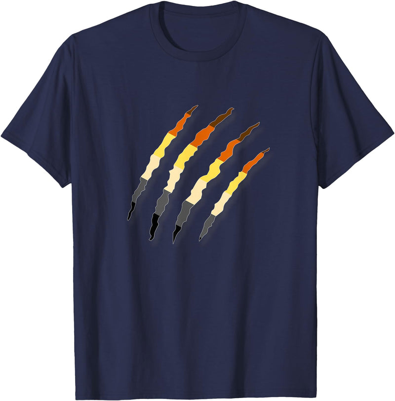 Gay Bear Pride T-Shirts LGBT Gay Bear Pride Shirt For Men - Bear Paw Scratch Cub T-Shirt - Navy Blue