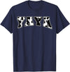 YaYa Cow Print Cow Pattern Cute Mother Grandma Matching T-Shirt - Navy Blue