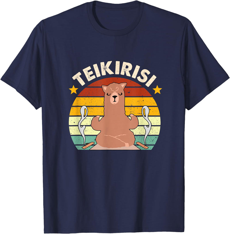 Teikirisi Take It Easy Funny Spanish Llama Latina Yoga T-Shirt - Navy Blue