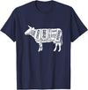 Beef Steak Cow Butcher Cuts Teez Cow T-Shirt T-Shirt - Navy Blue