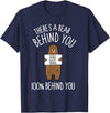 There's A Bear Behind You, 100% Behind You , Funny T-Shirt - Navy Blue