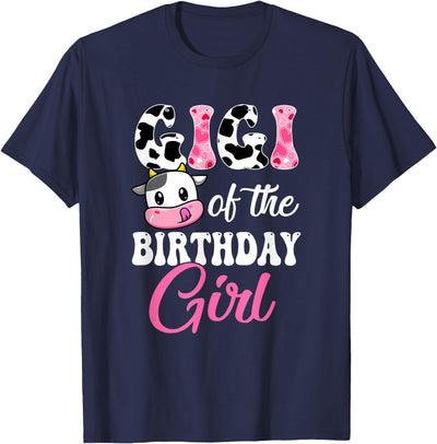 Gigi of the Birthday Girl Cow Print T-Shirt