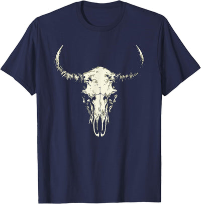 Cow Bison Skull American Buffalo Minimalist Punk Core T-Shirt