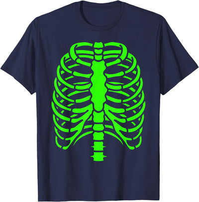 DesignDorks Fun Cool Green Skeleton Rib Cage Halloween T-Shirt